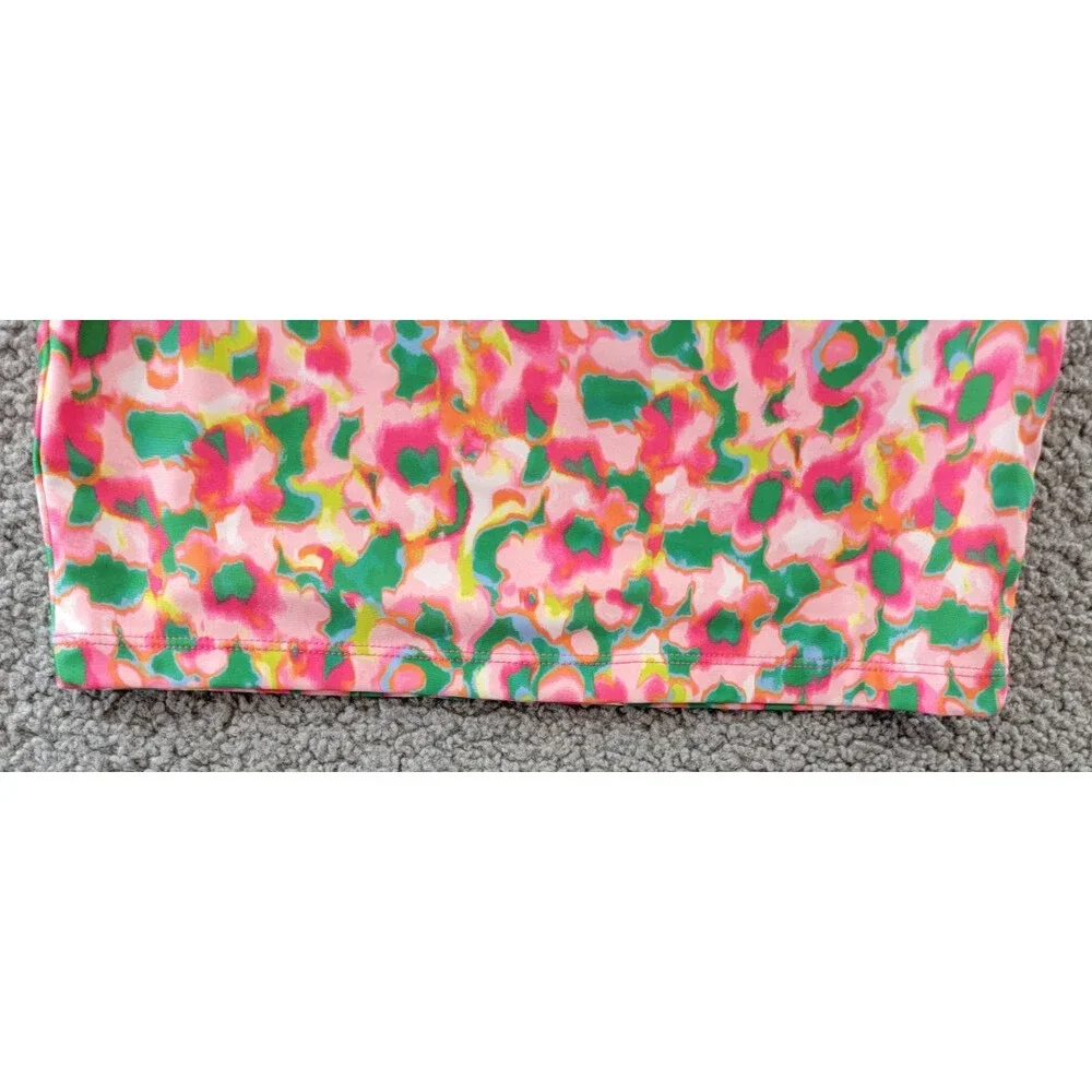 ID Ideology Blurred Floral Rash Guard Big Girls L Cerise Pink Half-Zip Closure